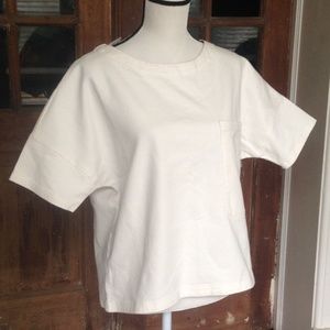 Zara White Denim Boxy Top
